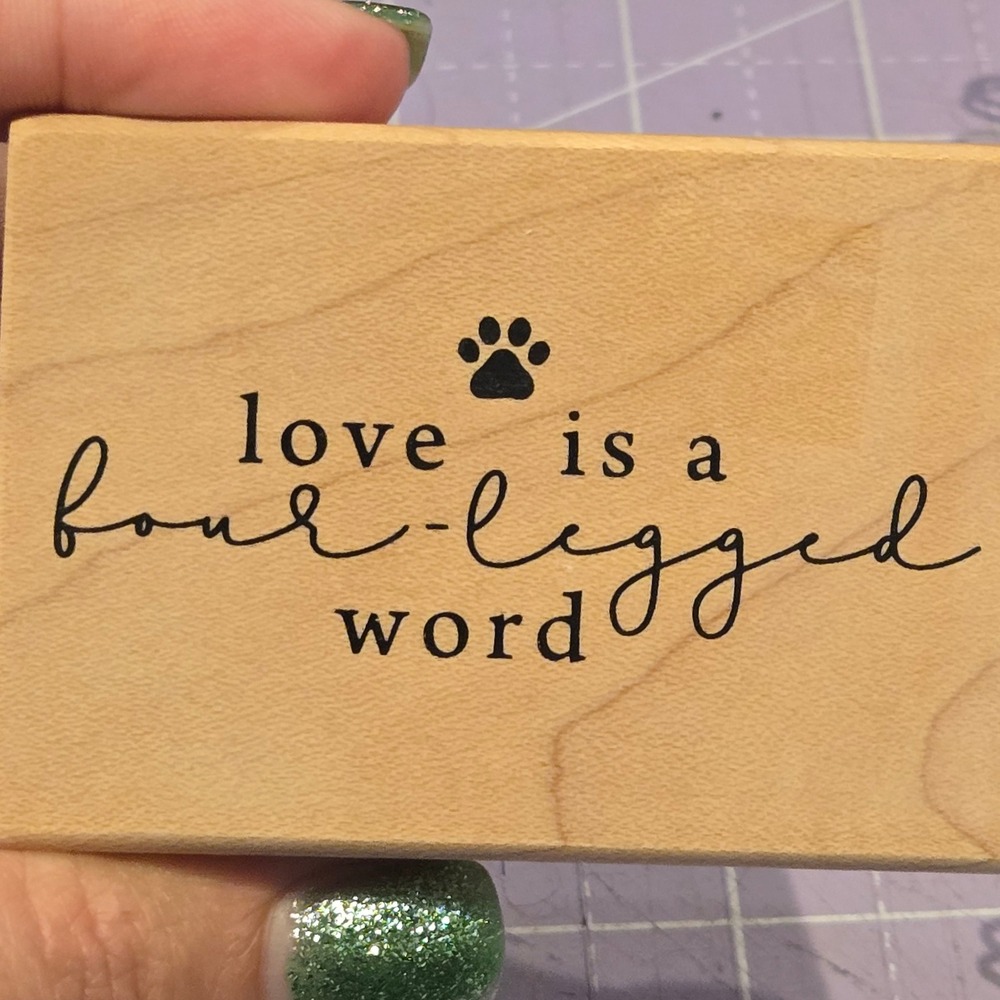 Stampabilities Love Is A Four-Legged Word Wood Rubber Stamp Dog‎ Paw 1827591-GR